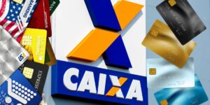 Logo da Caixa e cartões de crédito - Foto Reprodução Internet