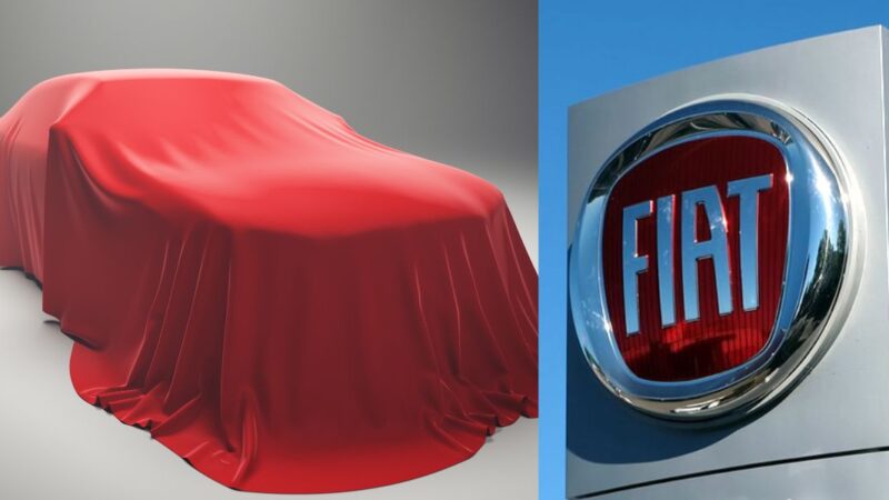Logo da Fiat e carro coberto - Foto Reprodução Internet