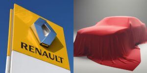 Logo da Renault e carro coberto - Foto Reprodução Internet