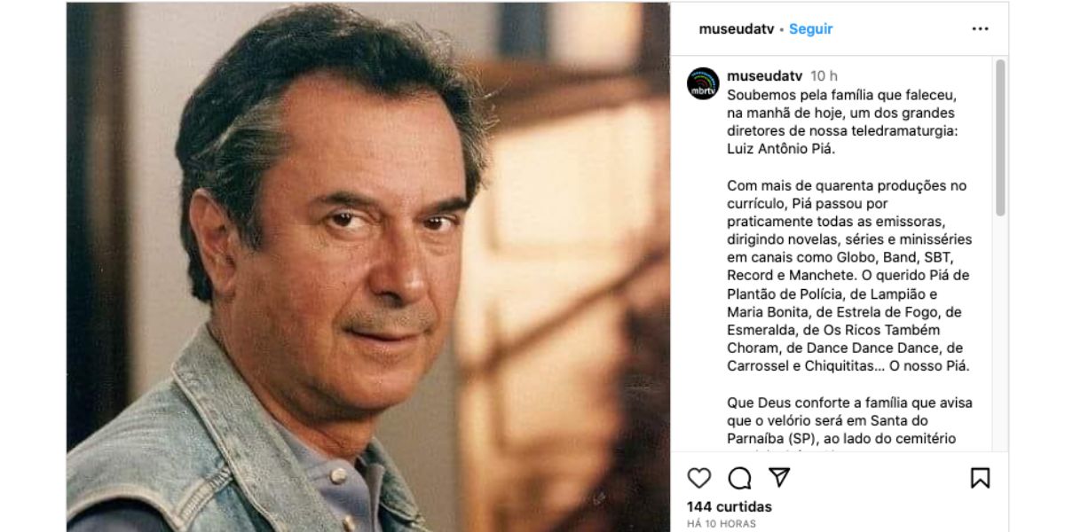 Luiz Antonio Piá, diretor de 'Carrossel' e 'Chiquititas', morre