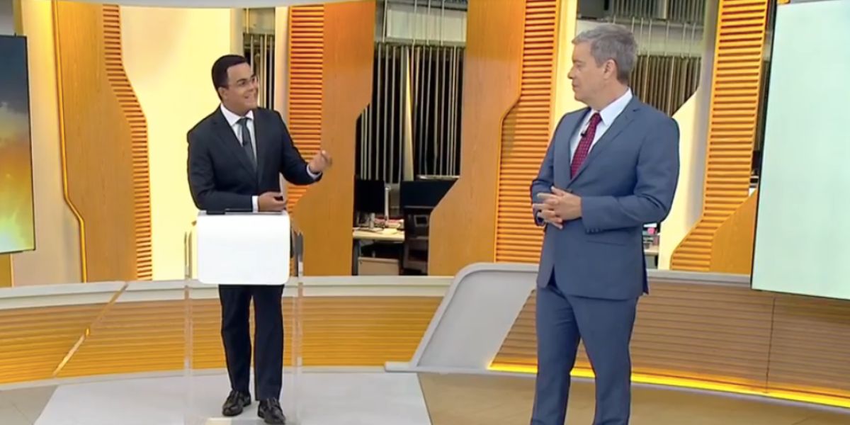 Marcelo Pereira e Roberto Kovalick no Hora 1 (Foto: Reprodução / Globo)