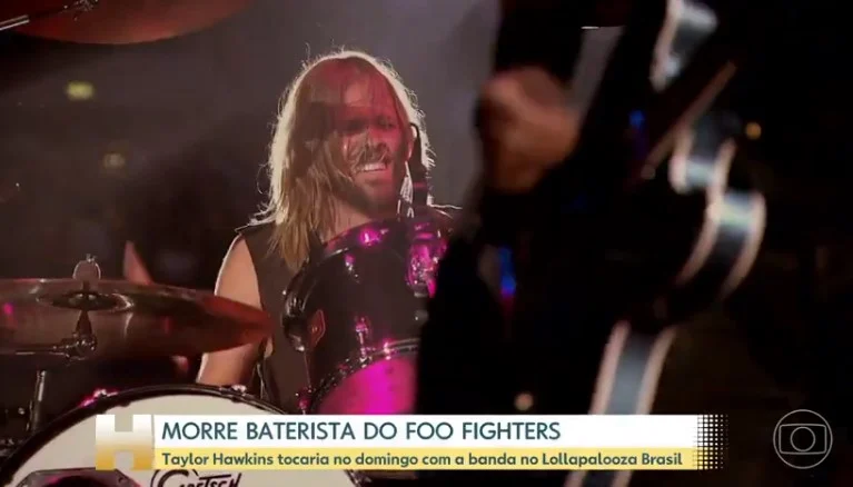 Taylor Hawkins morreu aos 50 anos. Foto: Reprodução/Globo