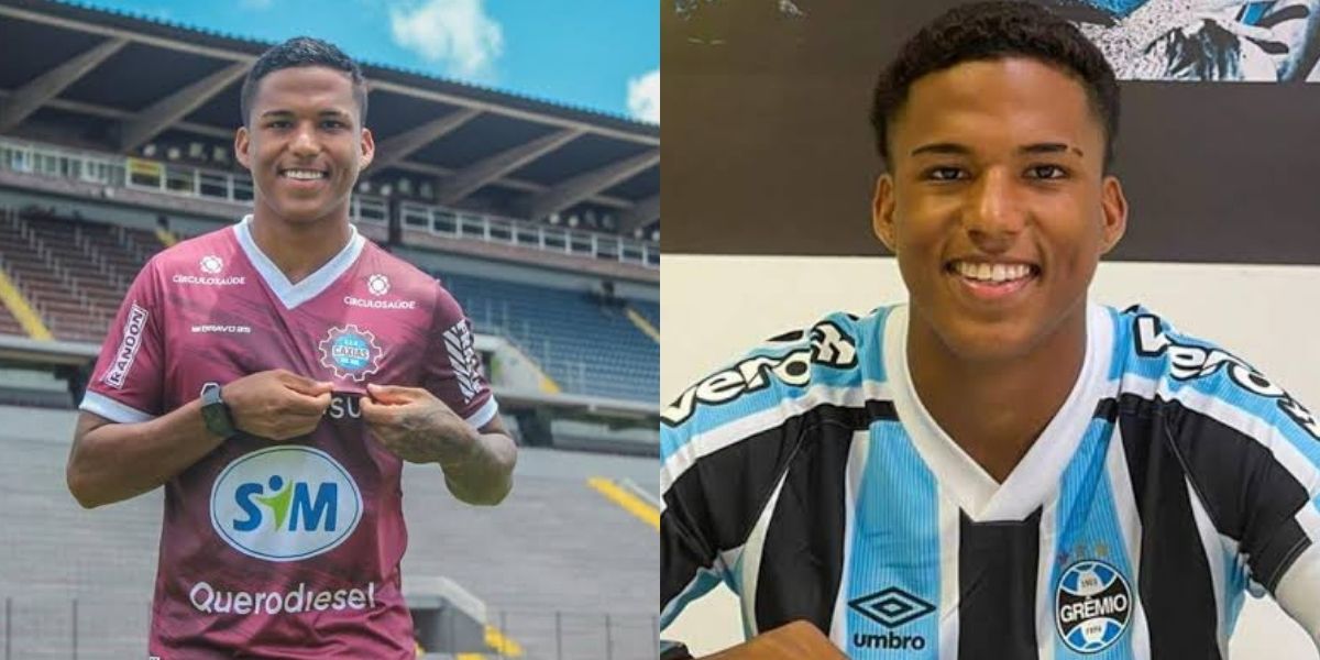 Pedro Cuiabá, jogador do Grêmio emprestado ao Caxias  (Foto - Montagem TV Foco).