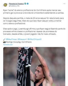 Planeta do Futebol dá detalhes sobre o craque para os próximos jogos do Corinthian - Foto Twitter