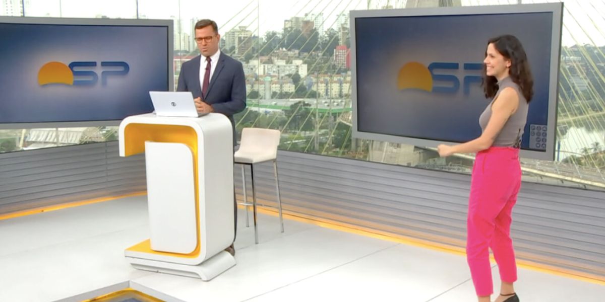 Rodrigo Bocardi e Paulinha no Bom Dia Brasil (Foto: Reprodução / Globo)