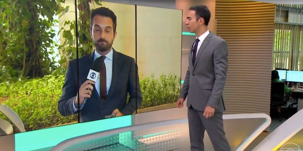 Victor Boyadjian e César Tralli no Jornal Hoje (Foto: Reprodução / Globo)