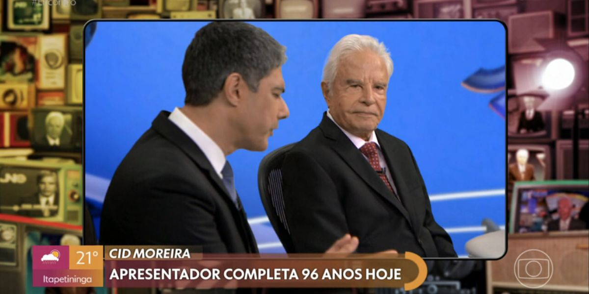 William Bonner e Cid Moreira no Jornal Nacional (Foto: Reprodução / Encontro da Globo)