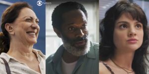 Agatha, Gentil e Petra em cenas de Terra e Paixão (Foto: Reprodução / Globo / Montagem TV Foco)