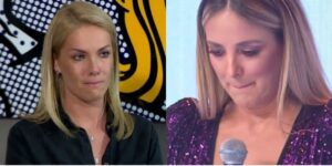 O choro de Ana Hickmann e Tici ao perderem o chão na Record (Foto: Reprodução / Record TV)