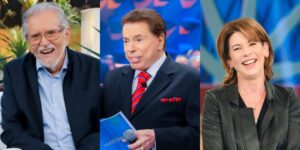 Carlos Alberto de Nóbrega, Silvio Santos e a filha, Daniela Beyruti (Foto: Divulgação/SBT)