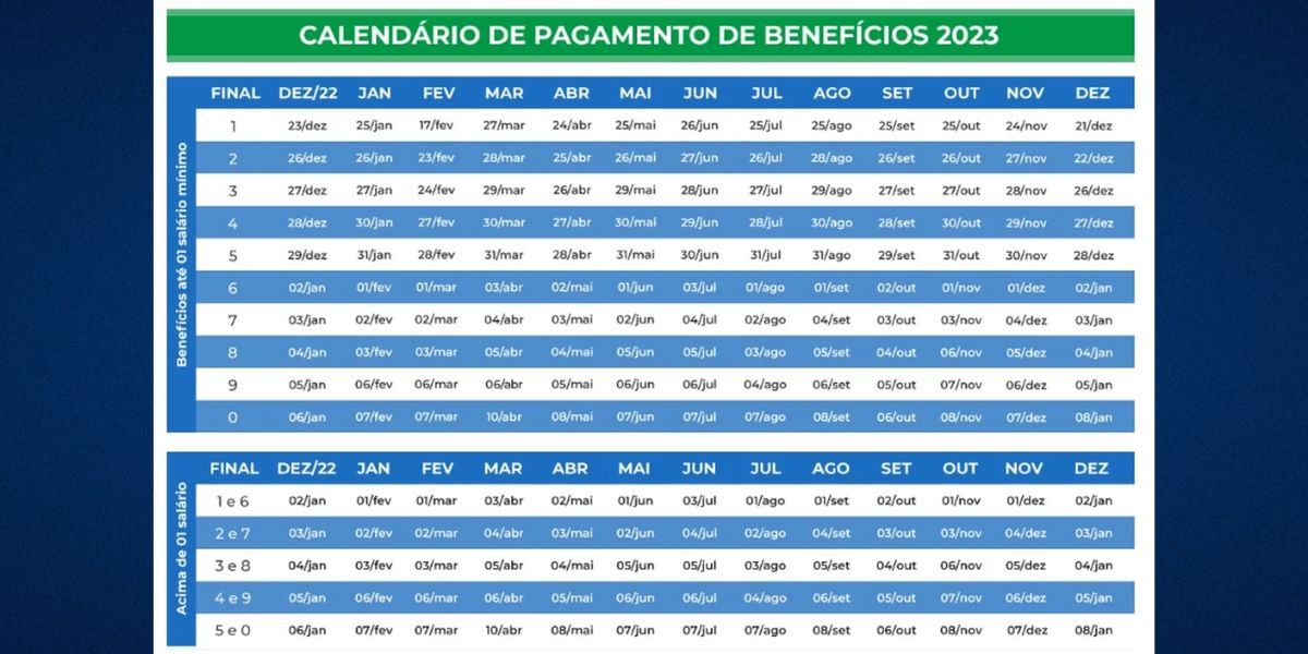 Calendário do INSS neste ano de 2023 (Reprodução: Internet)