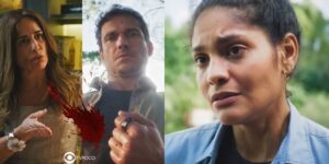 Irene, Vinícius e Aline em cenas de Terra e Paixão (Foto: Reprodução / Globo / Montagem TV Foco)