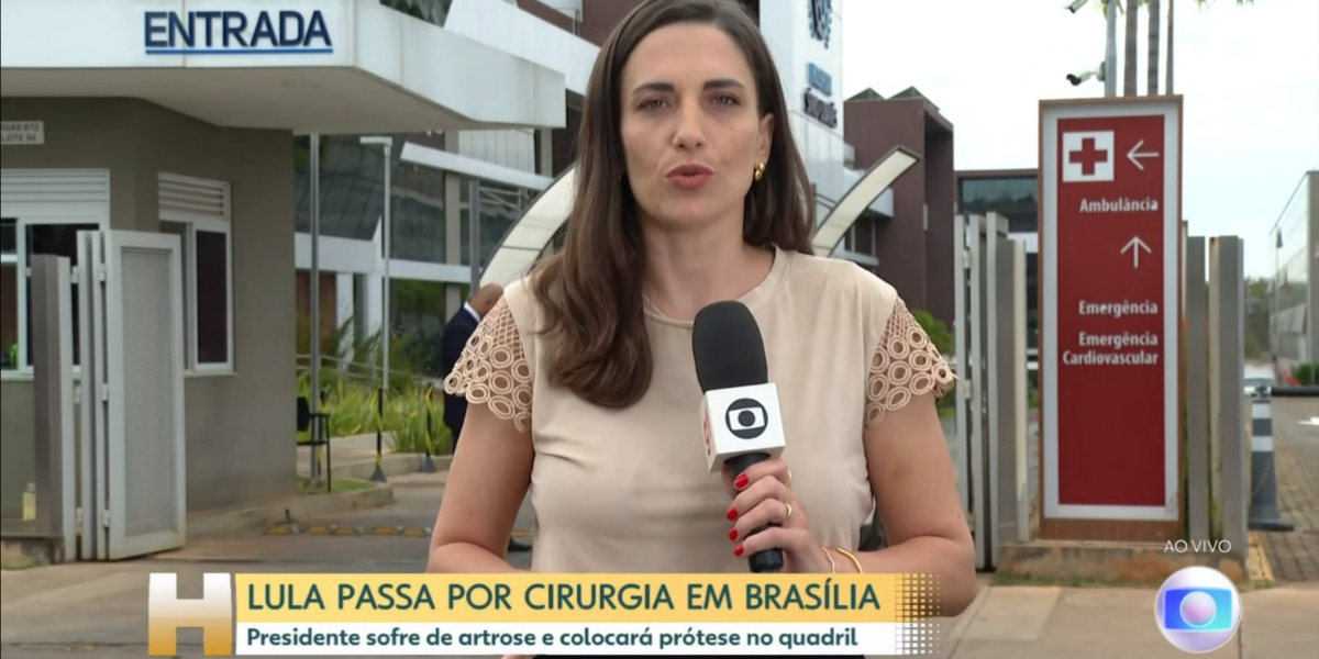 Repórter Luísa Doyle na portal do hospital Sírio Libanês (Foto: Reprodução/TV Globo)