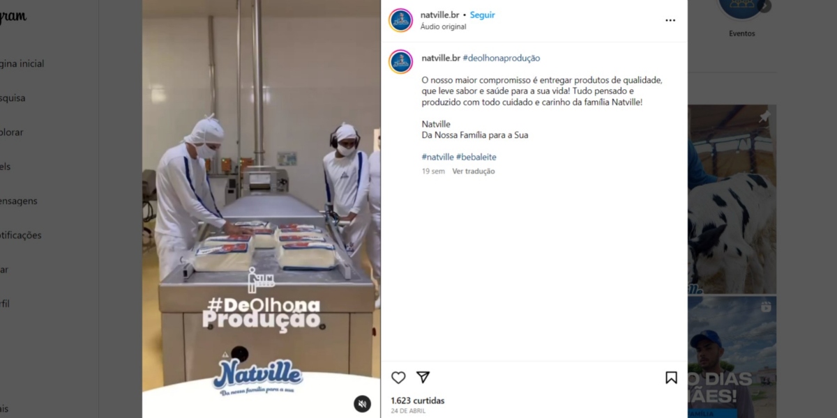 Comunicado da marca de leite Natville nas redes sociais (Foto: Reprodução/Instagram)