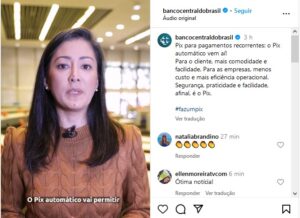 O Pix automático foi anunciado pelo Banco Central (Foto: Reprodução / Instagram)