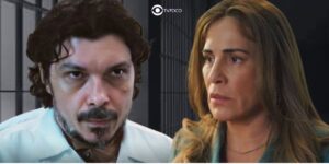 Sidney (Paulo Roque) e Irene (Gloria Pires) em Terra e Paixão (Foto: Reprodução / Globo / Montagem TV Foco)