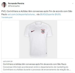 Corinthians atualmente conta com o patrocínio da marca Nike (Foto: Reprodução / Internet)