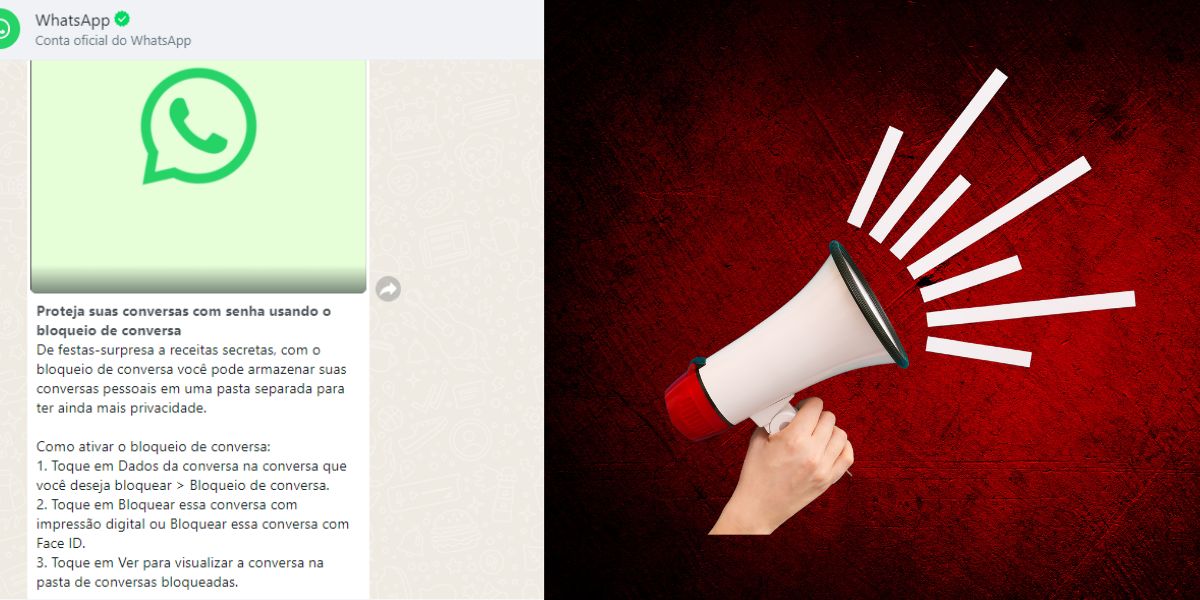Comunicado oficial do WhatsApp enviado para todos os usurários (Reprodução: Montagem TV Foco)