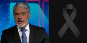 William Bonner paralisa Jornal nacional com morte de famoso (Reprodução: Montagem TV Foco)