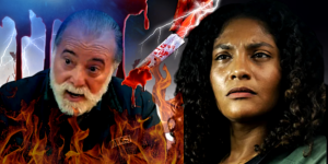 Aline fará Antônio amargar ruína após ter suas terras roubadas, em Terra e Paixão, novela da Globo (Foto Reprodução/Montagem/Tv Foco)