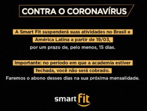 Comunicado da Smartfit - Foto Internet