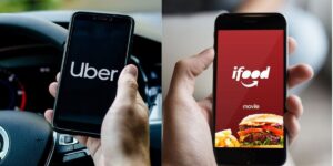 Aplicativo do Uber e do Ifood - montagem: Tv foco