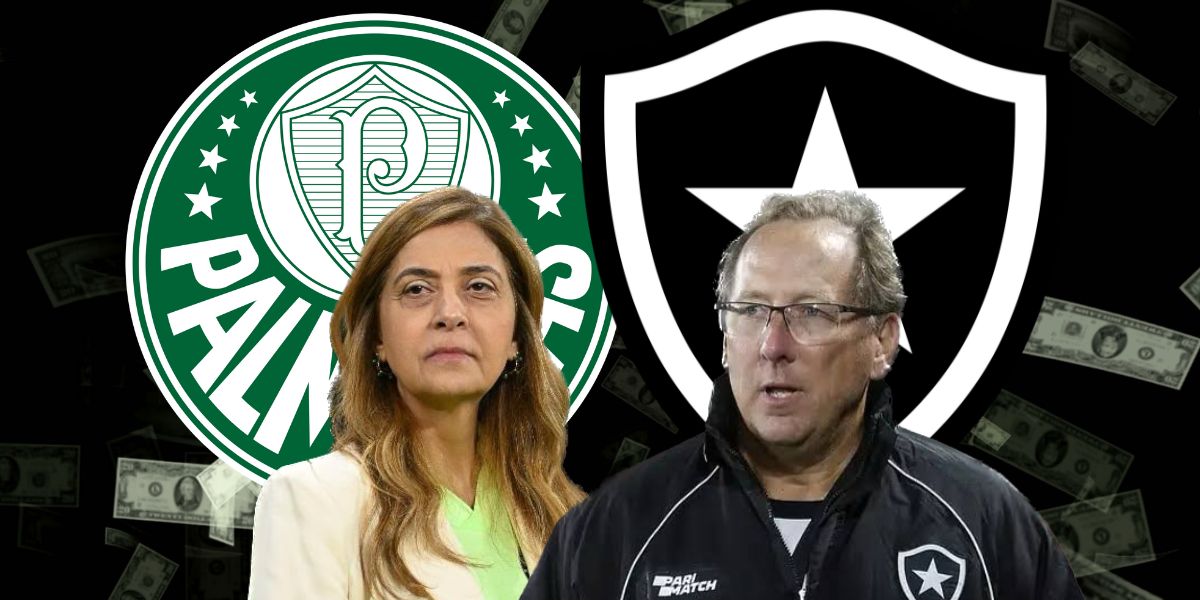 Leila Pereira e John Textor, presidente do Palmeiras e dono do Botafogo (Foto - Montagem TV Foco)