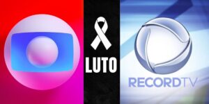 Logo da Globo, da Record e Luto - Foto Reprodução Internet