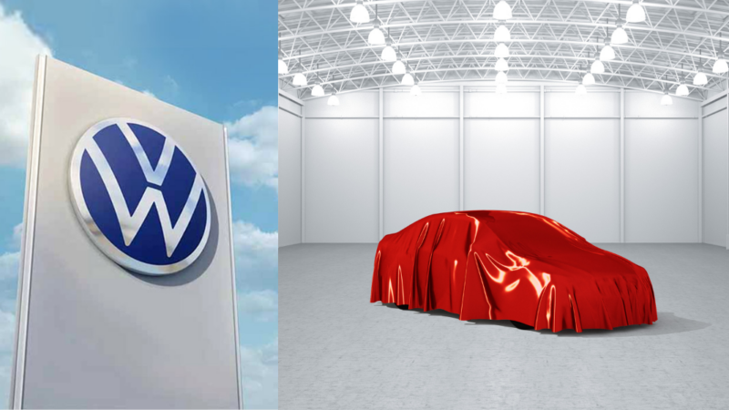Volkswagen logo and covered car - Internet reproduction images