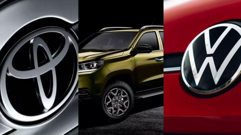 Toyota and Volkswagen car brands (Photo: Reproduction, Montage, TV Foco)