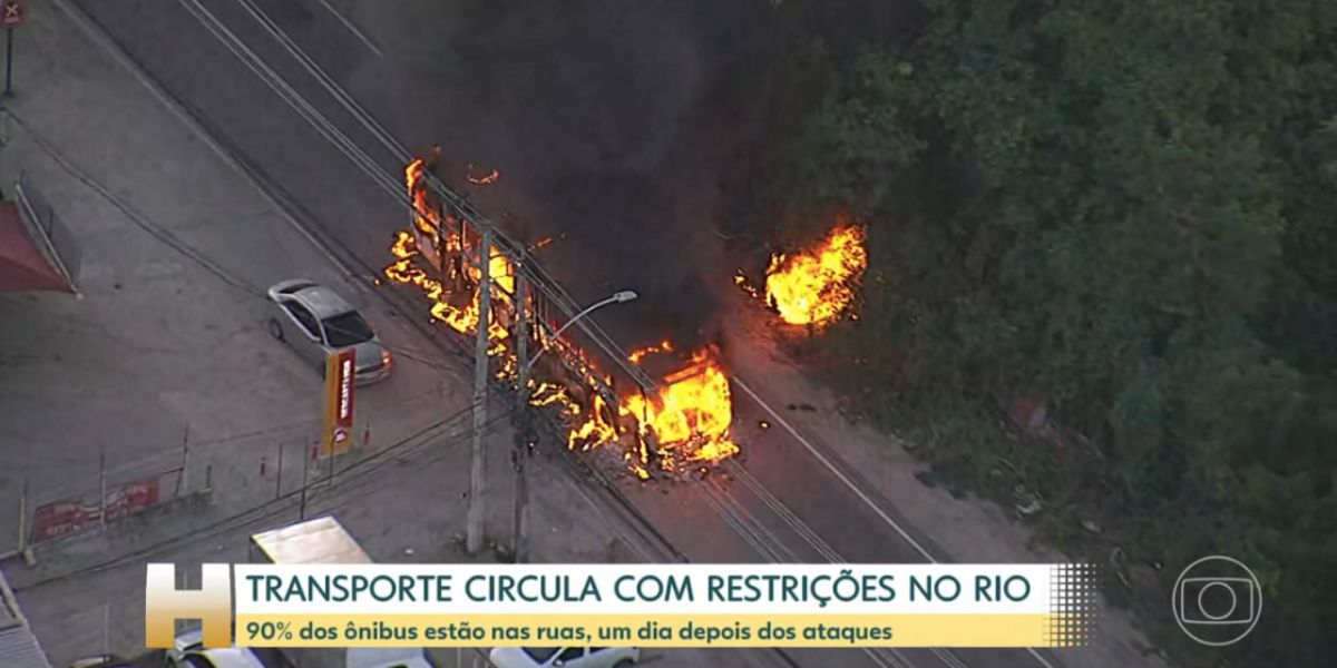 Ataques em ônibus no Rio de Janeiro (Foto: Reprodução / Jornal Hoje da Globo)