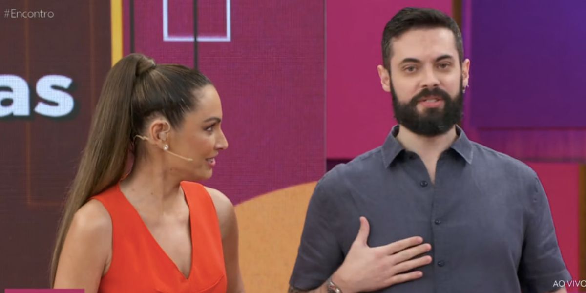 Patrícia Poeta e Cauê Fabiano no Encontro (Foto: Reprodução / Globo)