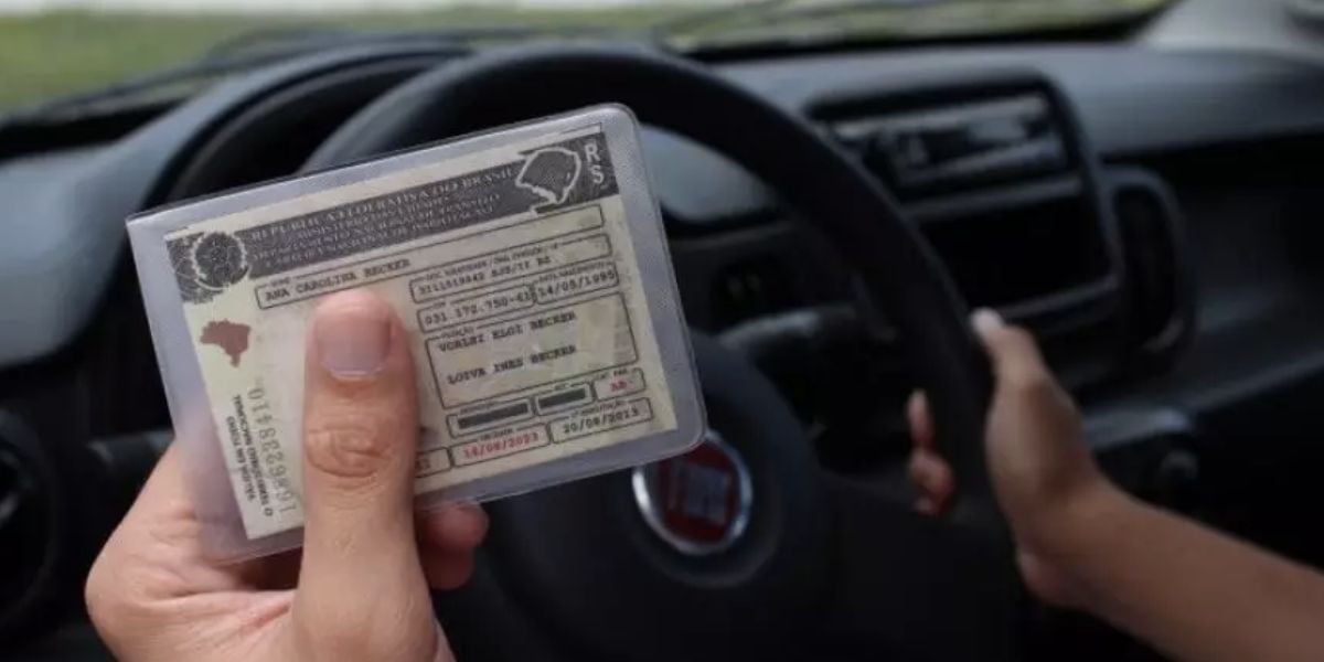 Pessoa segurando CNH dentro de carro (Foto: Reprodução / Intenret)