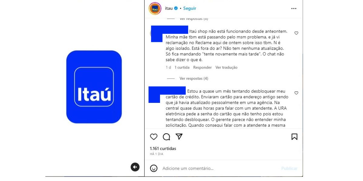 Reclamações de clientes do Itaú (Foto: Reprodução / Instagram)