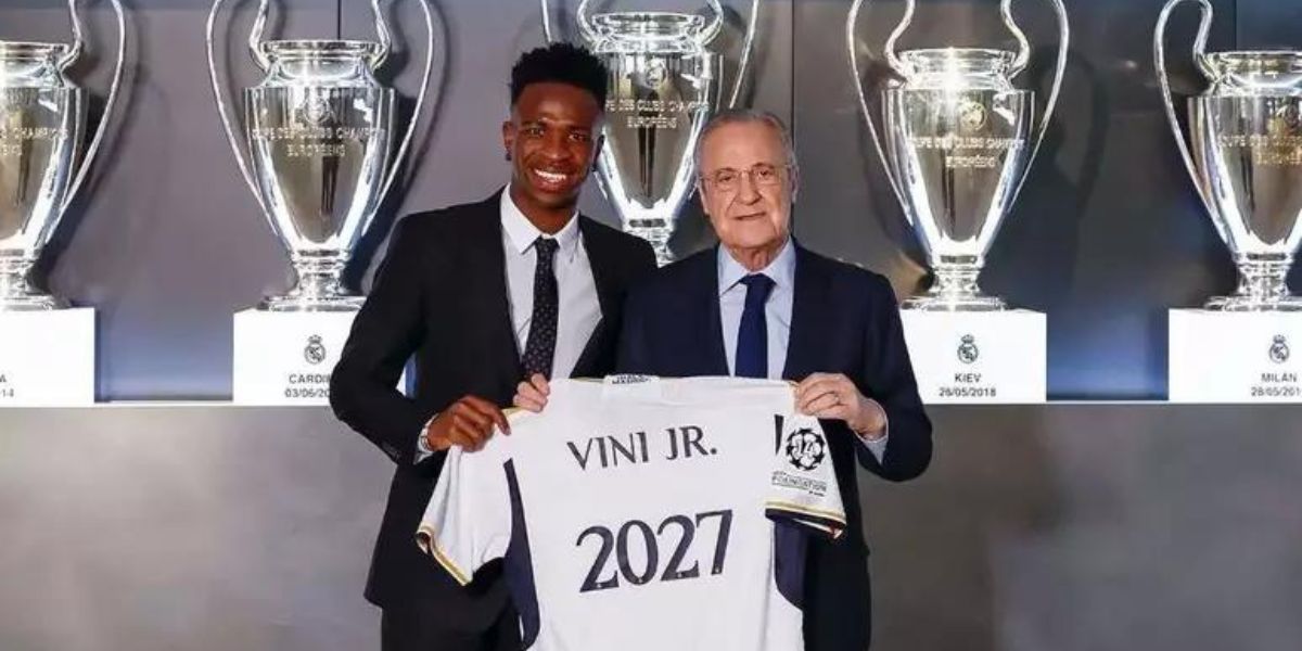 Vinícius Jr e Florentino Perez, do Real Madrid (Foto - Gazeta Esportiva)