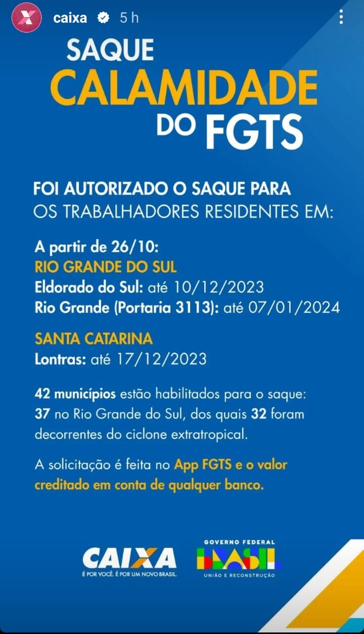 Comunicado Oficial da Caixa (Foto Reprodução/Canal WhatsApp)