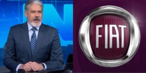 William Bonner no Jornal Nacional / Logo da Fiat - Montagem: TVFOCO