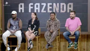 Tonzão, Jaquelline, Laranjinha e Sander estão na roça (Foto: Reprodução / PlayPlus)