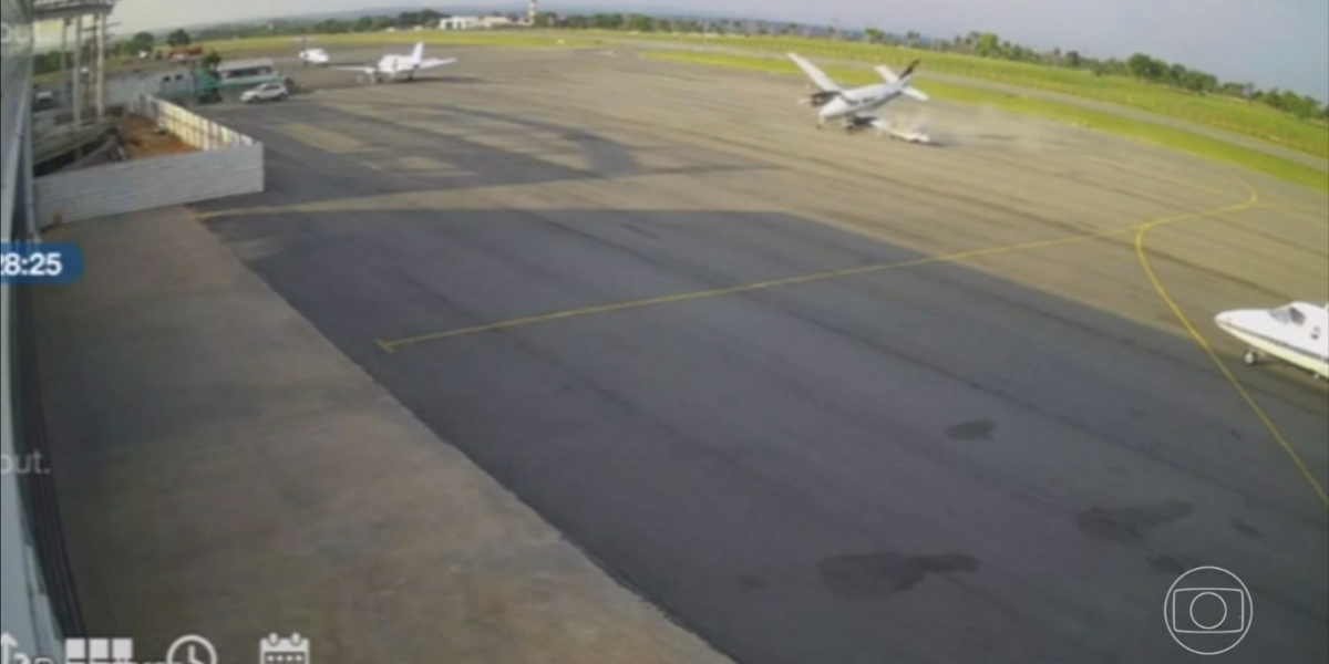 "Bom Dia Brasil" mostrou detalhes do acidente de avião que matou piloto e funcionário de aeroporto (Foto: Reprodução/TV Globo)