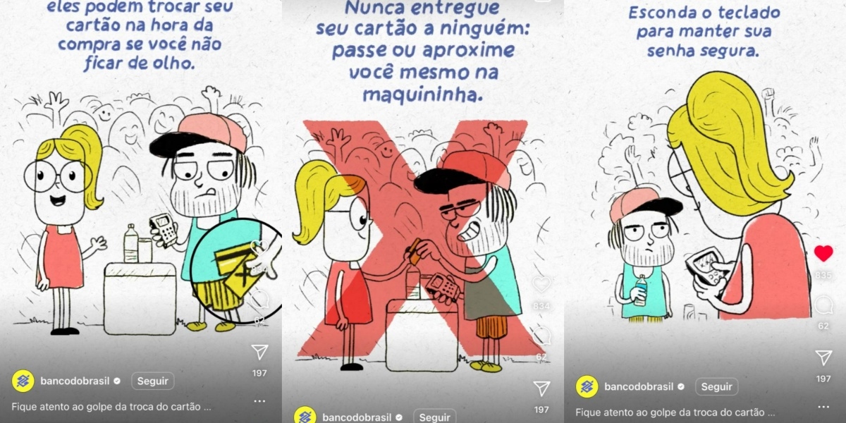 Alerta de golpes de cartão de crédito do Banco do Brasil (Foto: Reprodução/Instagram)