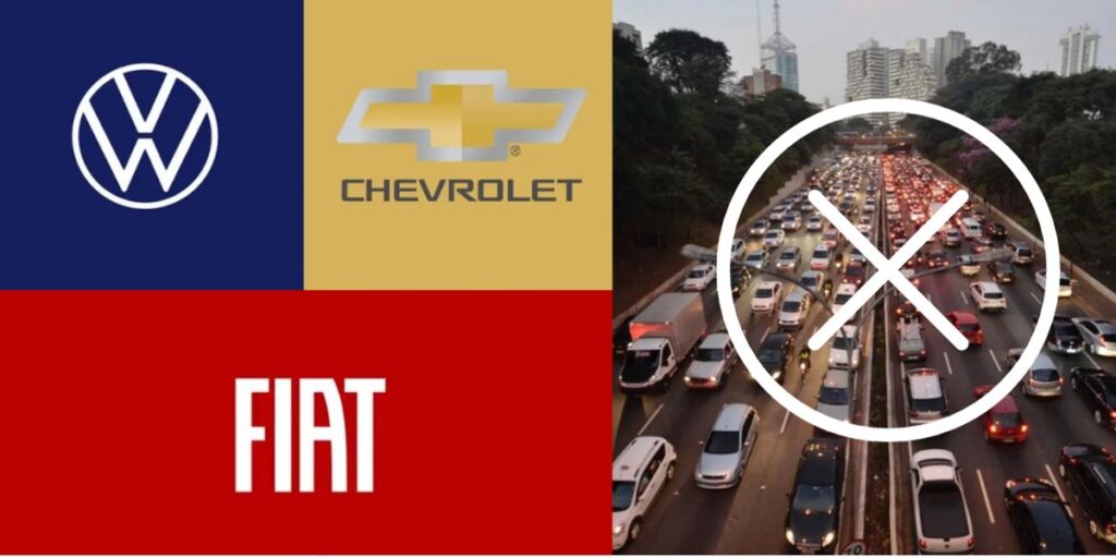 Logos da Fiat, Volks e Chevrolet e trânsito de carros (Foto: Reprodução / Internet)