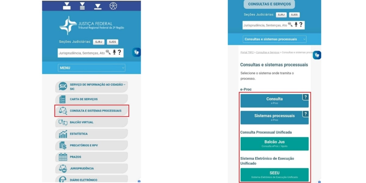 Consulta processual TRF2 (Foto: Reprodução/TRF)