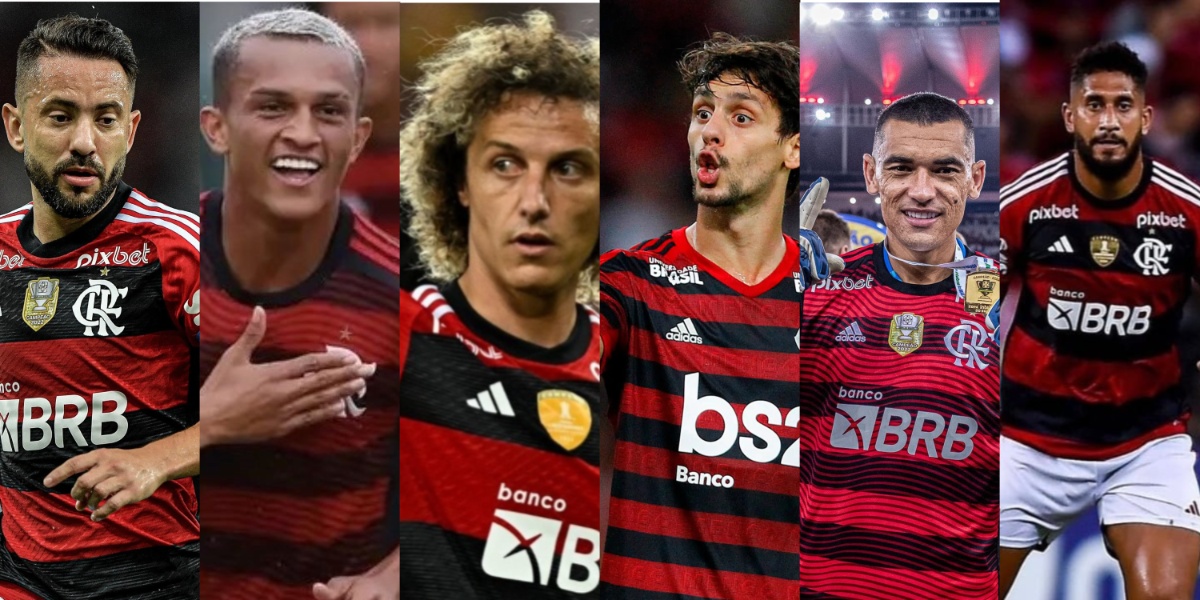 Torcida do Flamengo pede saída de Everton, Wesley, David Luiz, Rodrigo Caio, Santos e Pablo - (Foto: Reprodução / Internet)