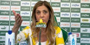 Leila Pereira, presidente do Palmeiras durante coletiva (Foto: Divulgação)