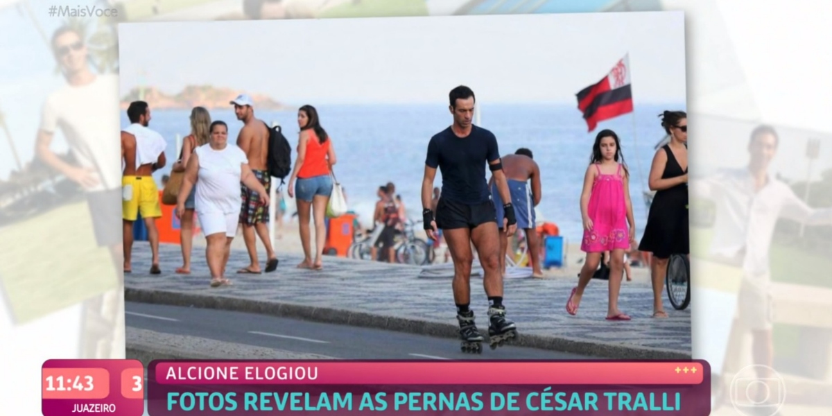 "Mais Você" exibiu pernas de Cesar Tralli ao vivo (Foto: Reprodução/TV Globo/AgNews)
