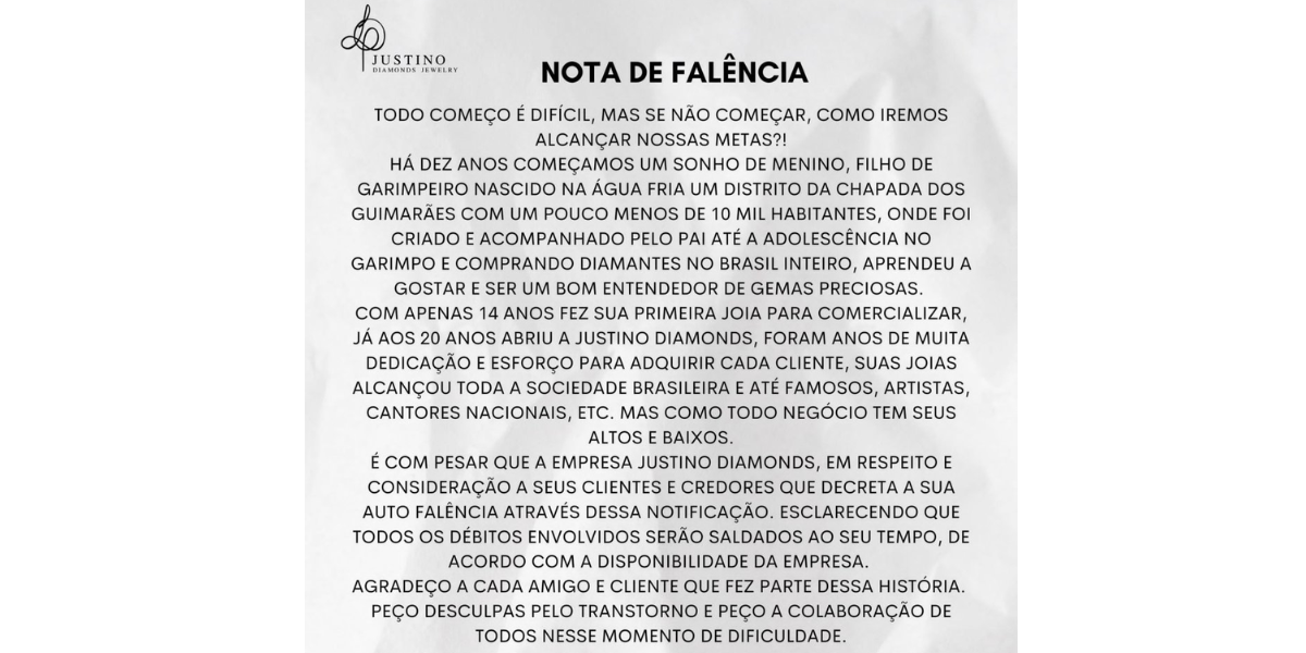 Empresa emite comunicado nas redes sociais e fecha as portas (Foto: Internet)