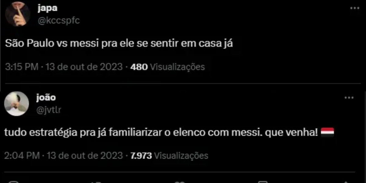 A torcida paulista se manifesta sobre confronto entre Messi e São Paulo - (Foto: Reprodução / Internet)