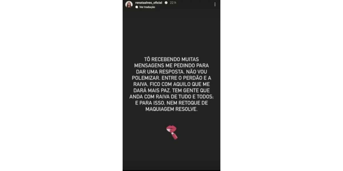 Renata Alves se pronunciou sobre Britto Jr (Foto: Reprodução/Instagram)