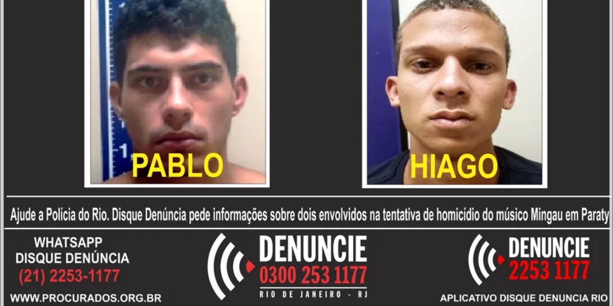 Dois suspeitos de atirarem em Mingau estão foragidos (Foto: Reprodução/Polícia Civil)