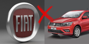 Logo da Fiat e Gol da Volkswagen (Reprodução/Montagem TV Foco)